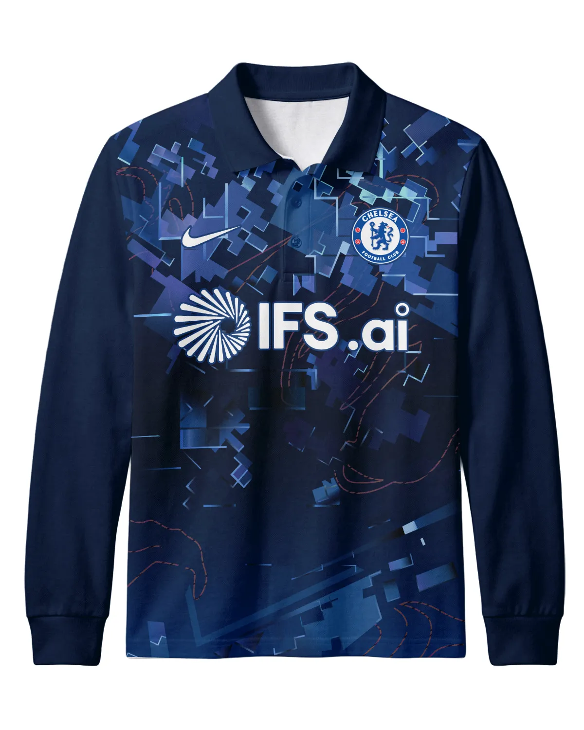 Chelsea Concept Kits Long Polo All Over Prints - Gift for Chelsea Fans QTVA0104CHE05-LPL - Image 2