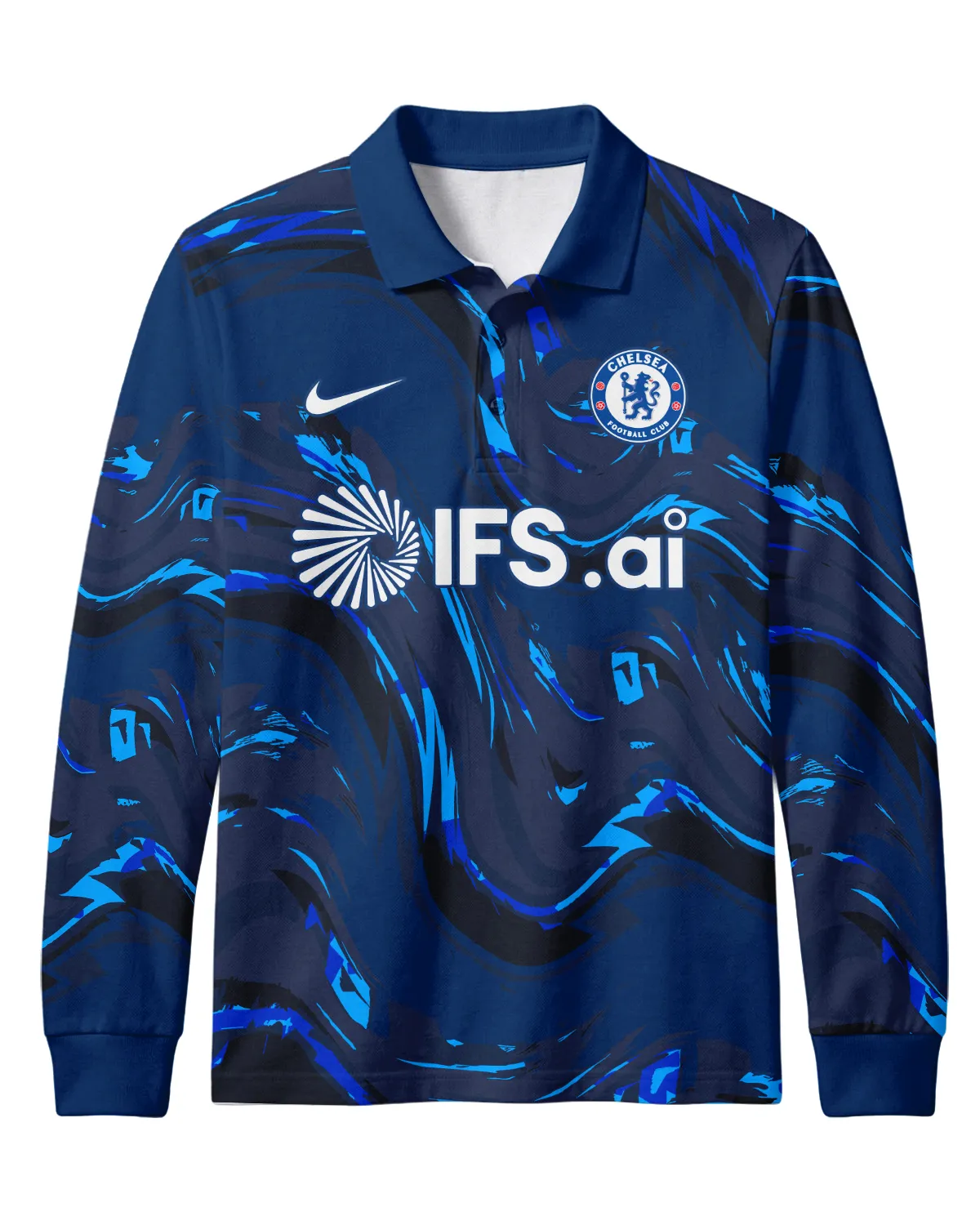 Chelsea Concept Kits Long Polo All Over Prints - Gift for Chelsea Fans QTVA0104CHE06-LPL - Image 2