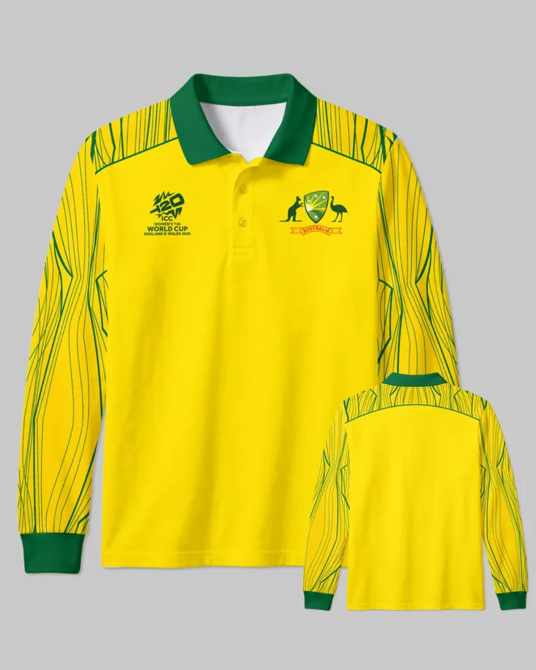 Cricket Australia 2026 Women's T20 World Cup Long Polo All Over Prints - Gift for Australia Fans QTCK010426A1-LPL