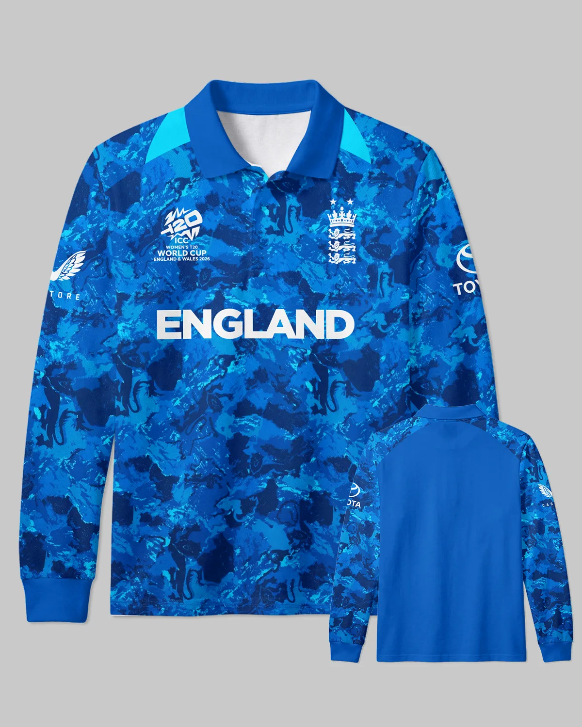 Cricket England 2026 Women's T20 World Cup Long Polo All Over Prints - Gift for England Fans QTCK020426ENGA3-LPL - Image 3