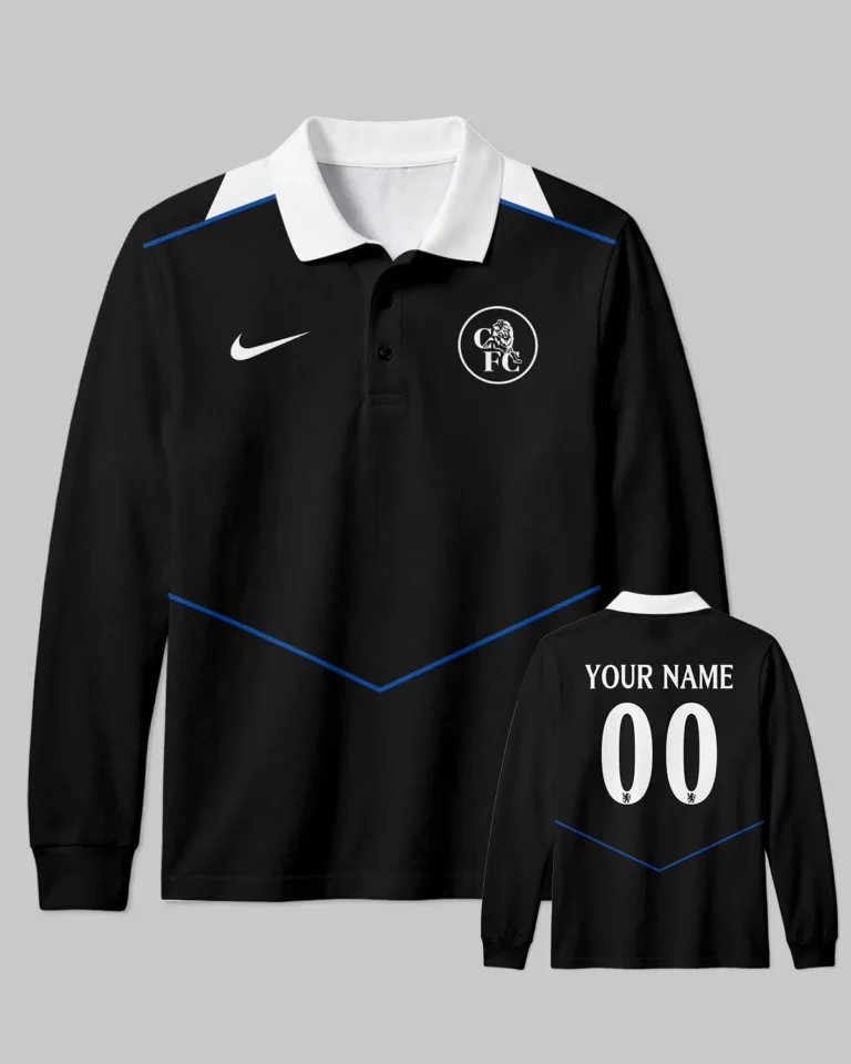 Chelsea Third Kit Long Polo All Over Prints - Gift for Chelsea Fans QTVA0104CHE01-LPL