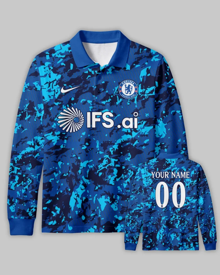 Chelsea Concept Kits Long Polo All Over Prints - Gift for Chelsea Fans QTVA0104CHE02-LPL