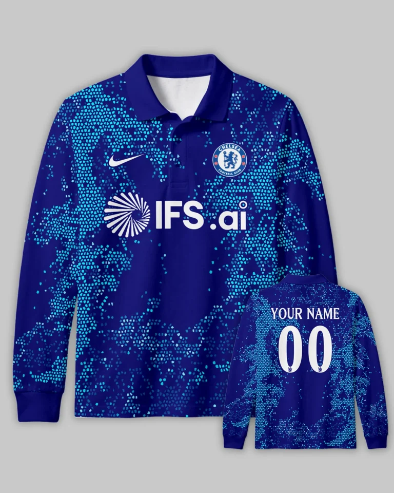 Chelsea Concept Kits Long Polo All Over Prints - Gift for Chelsea Fans QTVA0104CHE03-LPL