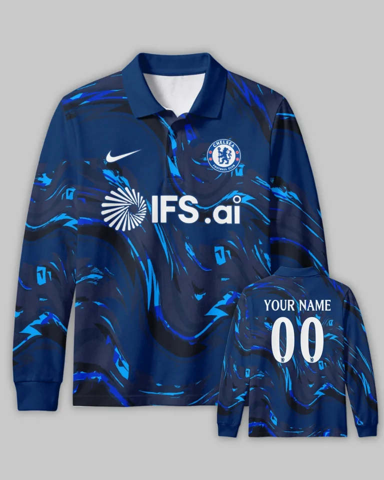 Chelsea Concept Kits Long Polo All Over Prints - Gift for Chelsea Fans QTVA0104CHE06-LPL
